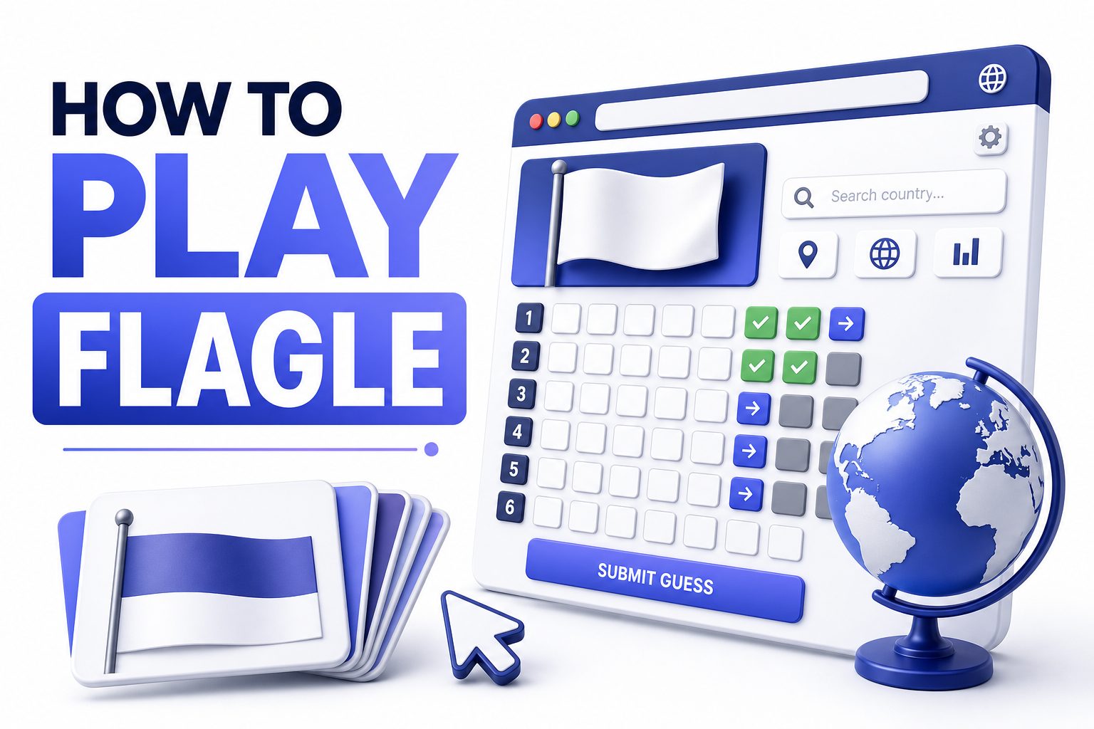 Flagle game grid showing a country flag guessing puzzle in progress